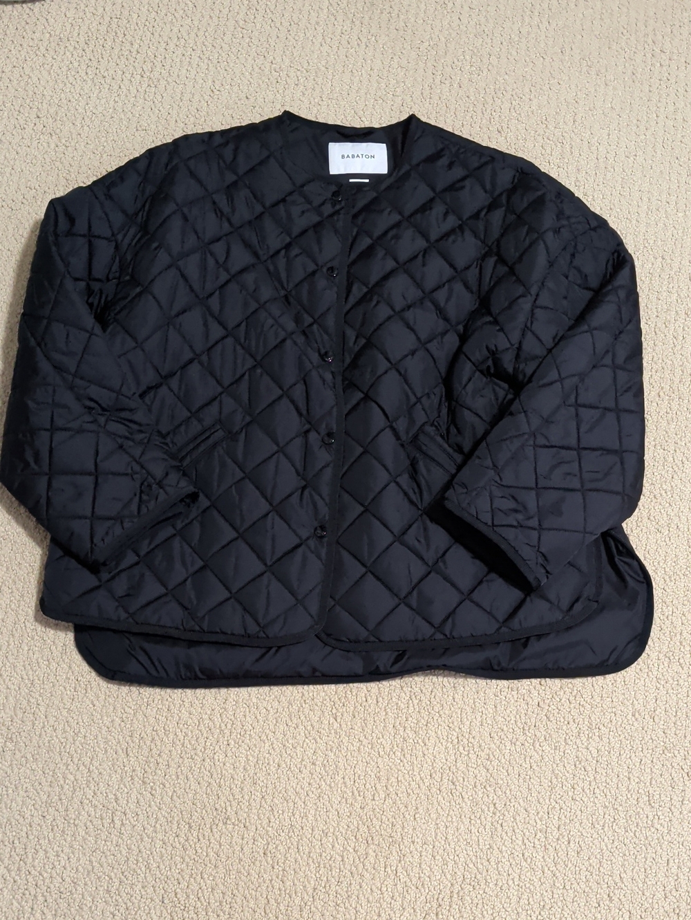 Babaton Black Quilted Button-Up Jacket